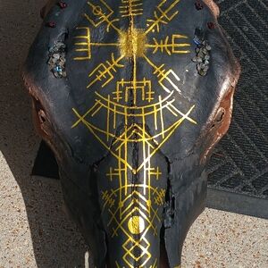 Decorative Skull with Gold Accents